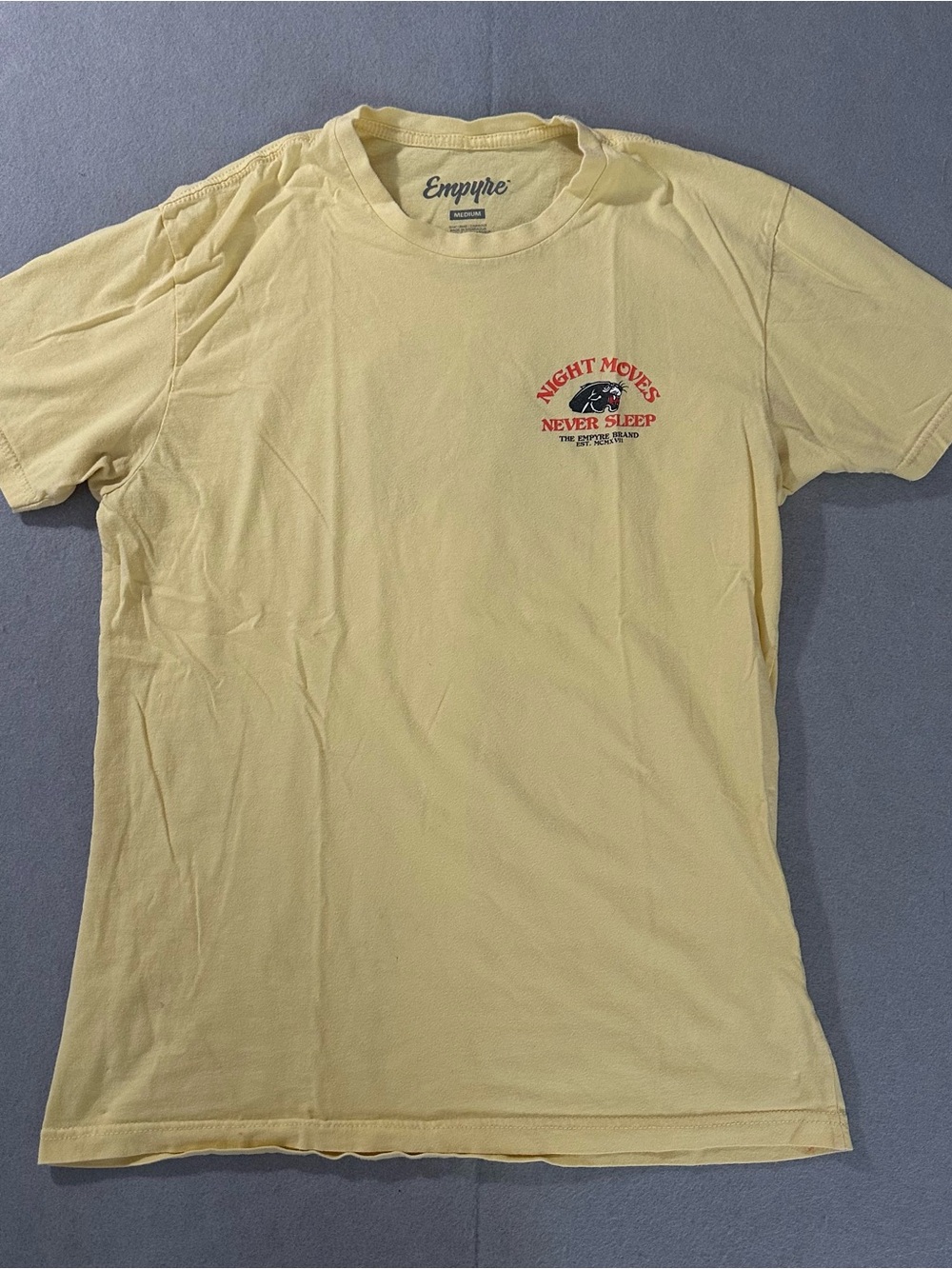 Empyre Pale Yellow 'Night Moves' Graphic Short Sleeve Tee